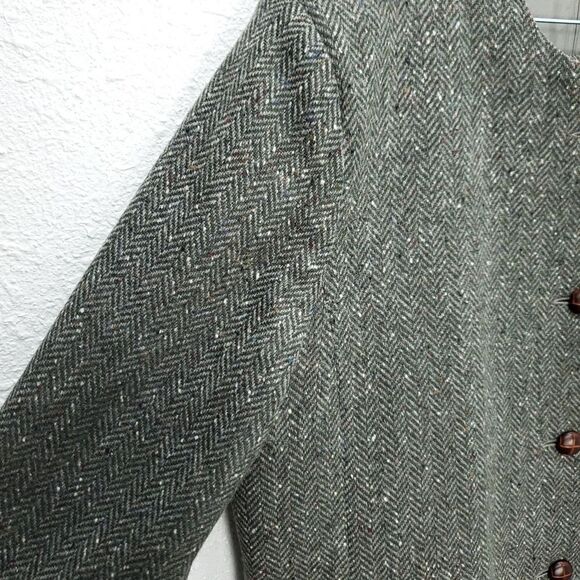 TRIONA Women's Size 100% Pure New Wool Chevron Suit Blazer Skirt Set - Picture 4 of 16